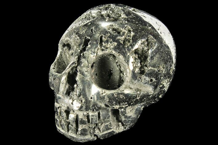 Polished Pyrite Skull With Pyritohedral Crystals #96327